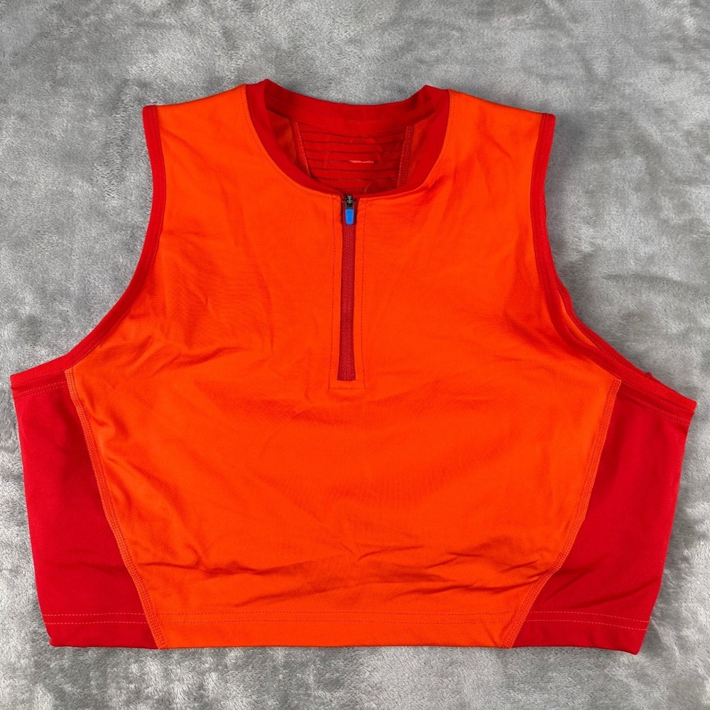 Nike Top Womens XL Nike Pro Dri-FIT Orange Red Quarter Zip Mesh EUC